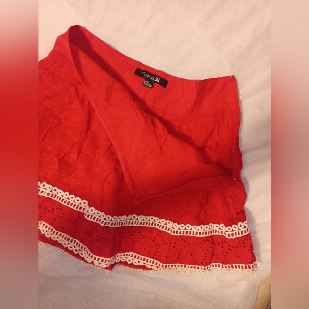 Forever 21 red embroider skirt